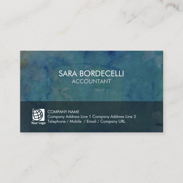 Carte De Visite Comptable Finance Aquarelle Grunge (Devant)