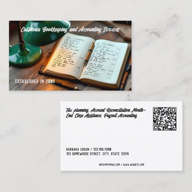 Carte De Visite Comptable financier QR personnalisé (Devant / Derrière)