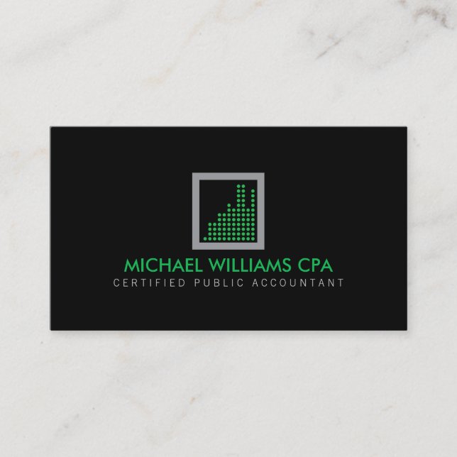 Carte De Visite Comptable moderne, Logo financier en vert/noir (Devant)