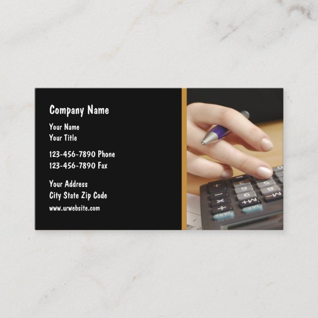 Carte De Visite Comptable utilisant une calculatrice (Devant)