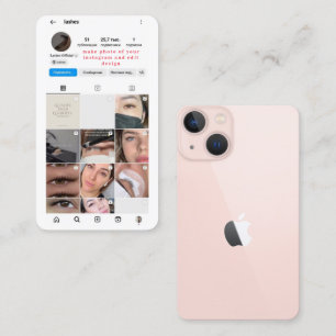 Carte De Visite compte Instagram rose téléphone édition design