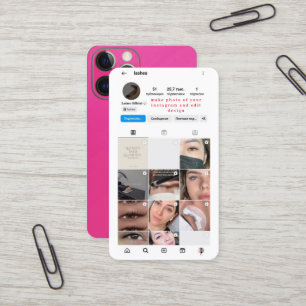 Carte De Visite compte Instagram rose téléphone édition design