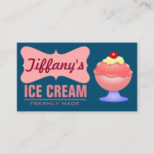 Carte De Visite Comptoir de Glaces Rétro   Dimanche Rose   Crème G