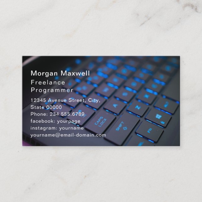 Carte De Visite Computer Programmer Business Card Light Circuits (Devant)