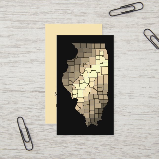 Carte De Visite comtés de couleur de l'illinois (Devant/Arrière en situation)