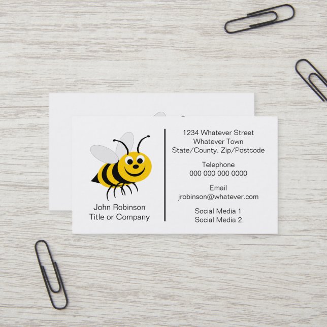 Carte De Visite Concepteur d'abeilles Apiculteur (Devant/Arrière en situation)
