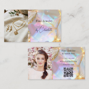 Carte De Visite Concepteur de bijoux code qr photo holographique