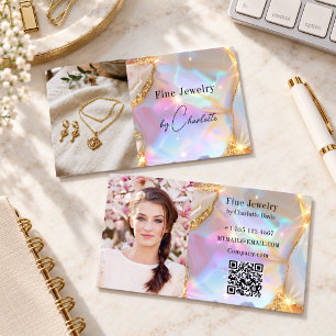 Carte De Visite Concepteur de bijoux code qr photo holographique