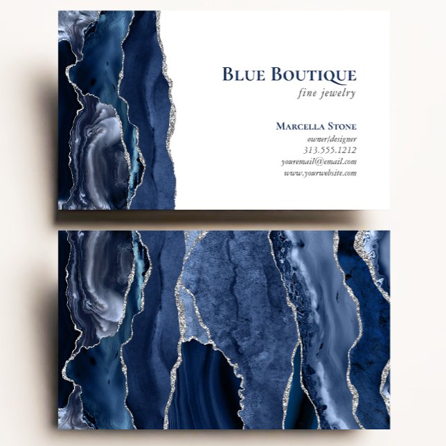 Carte De Visite Concepteur de bijoux en géode d'agate bleu marine  (Créateur téléchargé)