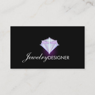 Carte De Visite Concepteur de bijoux Gem Crystal Violet Noir