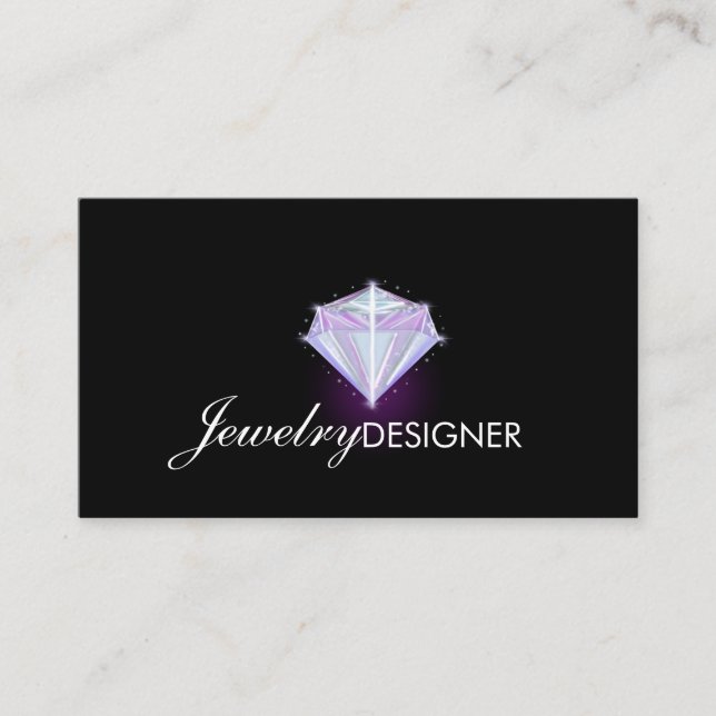 Carte De Visite Concepteur de bijoux Gem Crystal Violet Noir (Devant)