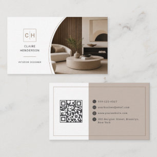 Carte De Visite Concepteur de code QR de monogramme de photo éléga