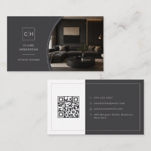 Carte De Visite Concepteur de code QR de monogramme photo de luxe