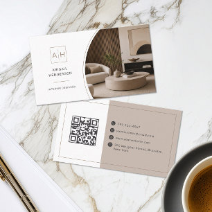 Carte De Visite Concepteur de code QR photo élégant pour concepteu