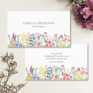 Carte De Visite Concepteur de fleurs de sauvage de aquarelle Boho 