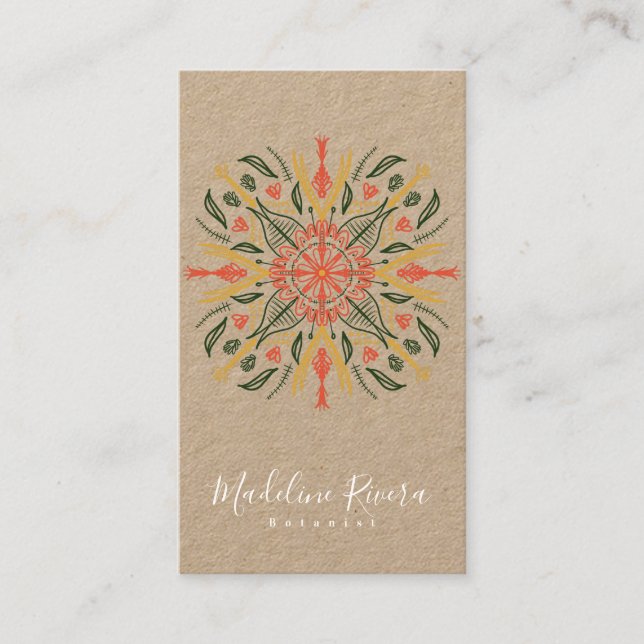 Carte De Visite Concepteur de mandala de verdure de fleuriste de b (Devant)