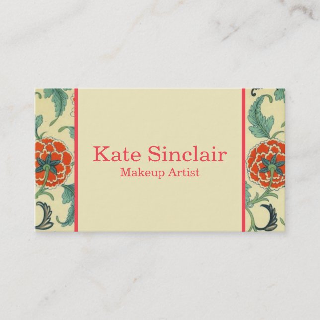 Carte De Visite Concepteur de Maquillage de Design Floral avec Bor (Devant)