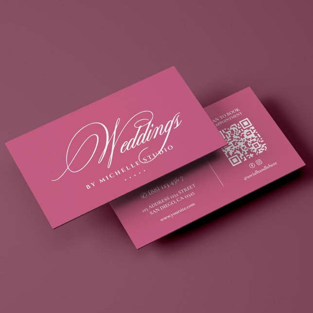 Carte De Visite Concepteur de mariage élégant monogramme rose (Elegant Wedding Designer Pink Monogram Business Card
)