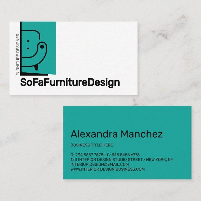 Carte De Visite Concepteur de mobilier d'intérieur de canapé (Devant / Derrière)
