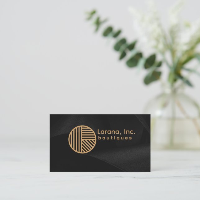 Carte De Visite Concepteur de mode élégant Black Gold (Debout devant)
