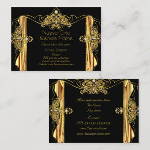 Carte De Visite Concepteur de mode élégant drapés or noir