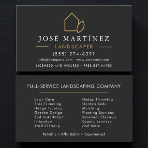 Carte De Visite Concepteur de paysages Black & Gold Service de jar