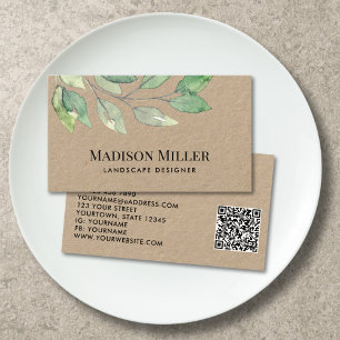 Carte De Visite Concepteur de paysages QR Code Végétation