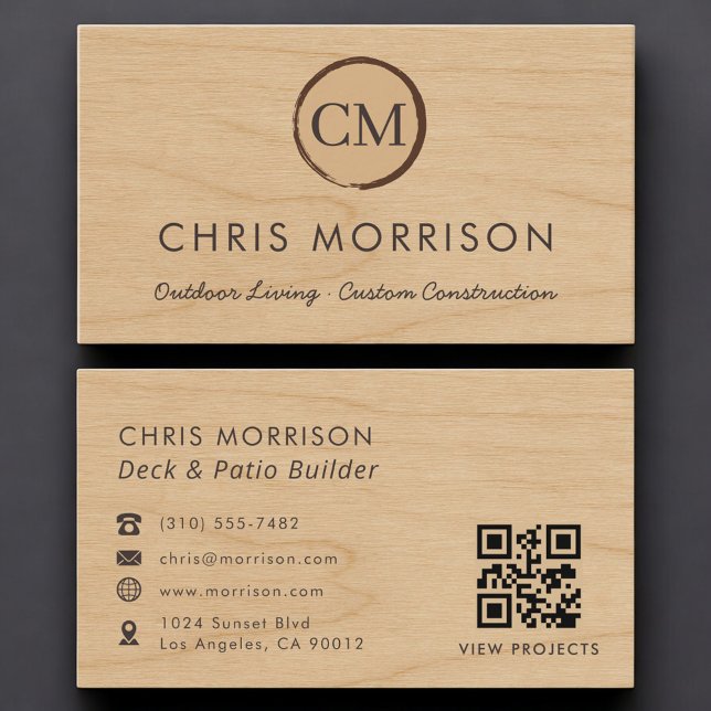 Carte De Visite Concepteur de terrasse et de deck QR Code Bois Pro (Créateur téléchargé)