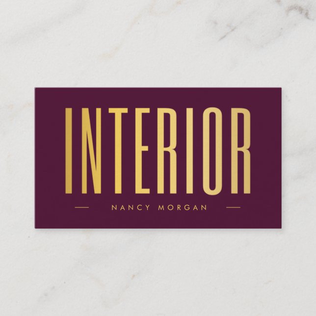 Carte De Visite Concepteur d'intérieur Code QR Logo Bordeaux Et Or (Devant)
