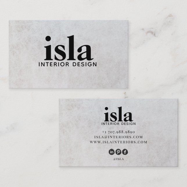 Carte De Visite Concepteur d'intérieur de texture de pierre modern (Devant / Derrière)