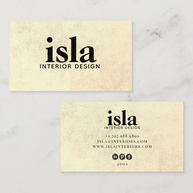 Carte De Visite Concepteur d'intérieur de texture sépia (Devant / Derrière)