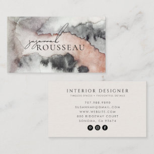 Carte De Visite Concepteur d'intérieur élégant à l'aquarelle abstr