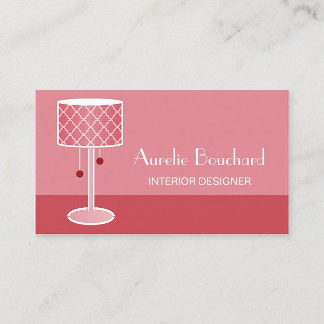 Carte De Visite Concepteur d'intérieur Lampe Rose (Devant)