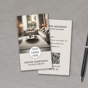 Carte De Visite Concepteur d'intérieur Logo Photo QR Réseaux Socia