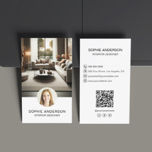 Carte De Visite Concepteur d'intérieur QR Code Photo Personnalisé