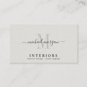 Carte De Visite Concepteur d'intérieur simple script lin faux