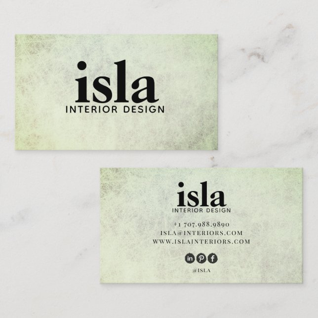 Carte De Visite Concepteur d'intérieur Texture Sauge Douce (Devant / Derrière)