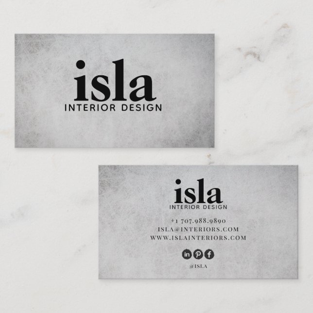 Carte De Visite Concepteur d'intérieur Texture Sauge Douce (Devant / Derrière)