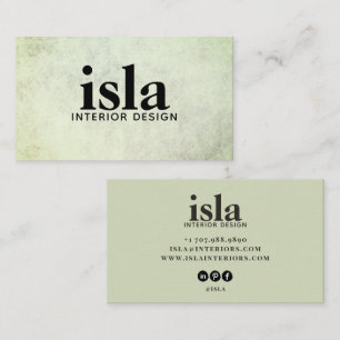 Carte De Visite Concepteur d'intérieur Texture Vert Sauge Doux