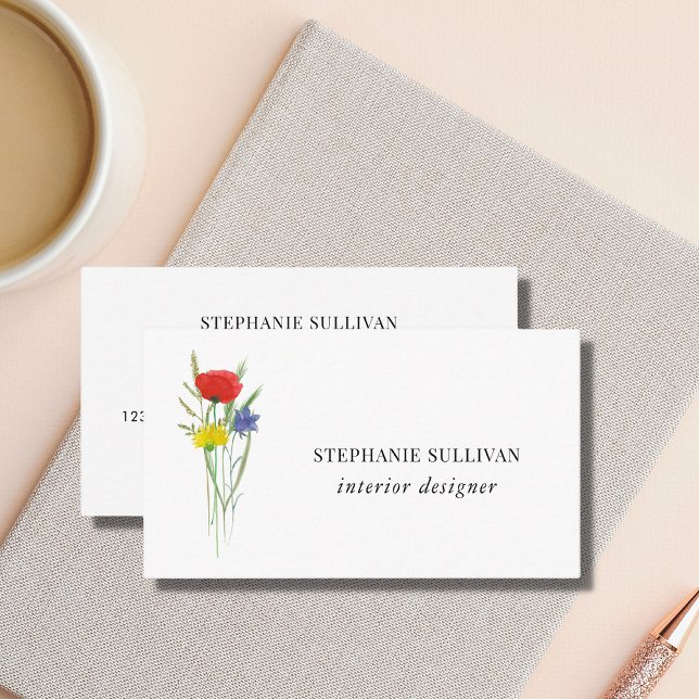 Carte De Visite Concepteur d'intérieur Wildflower (Créateur téléchargé)