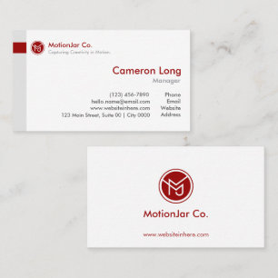 Carte De Visite Concepteur Moderne Minimaliste Rouge Blanc Gestion