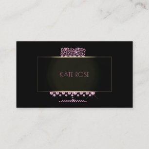 Carte De Visite Concepteur noir en cristal de gâteau de rose de