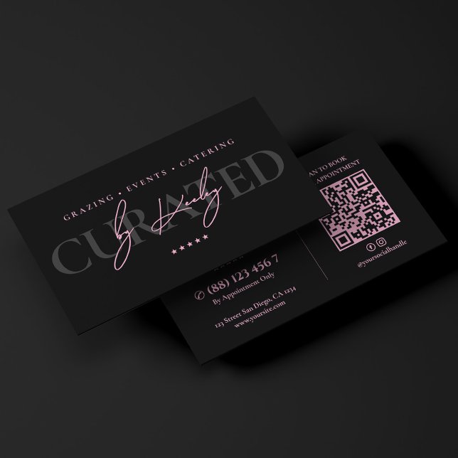 Carte De Visite Concepteur Professionnel Minimal Rose Noir (Minimal Professional Curator Pink Black Business Card
)