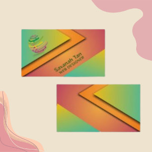 Carte De Visite Concepteur Web géométrique Abstrait simple et vert