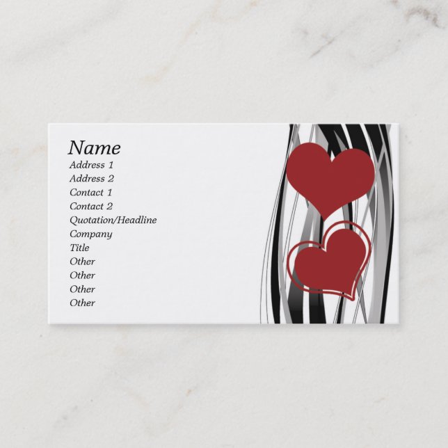 Carte De Visite Conception abstraite de coeur (Devant)