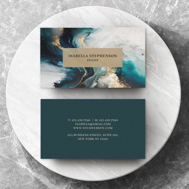 Carte De Visite Conception Abstraite de Teal Or Professionnel Mode (Créateur téléchargé)