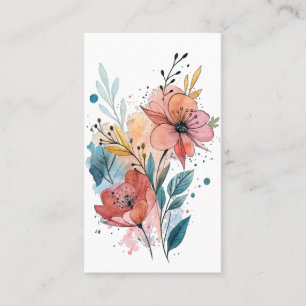 Carte De Visite Conception aquarelle florale vibrante