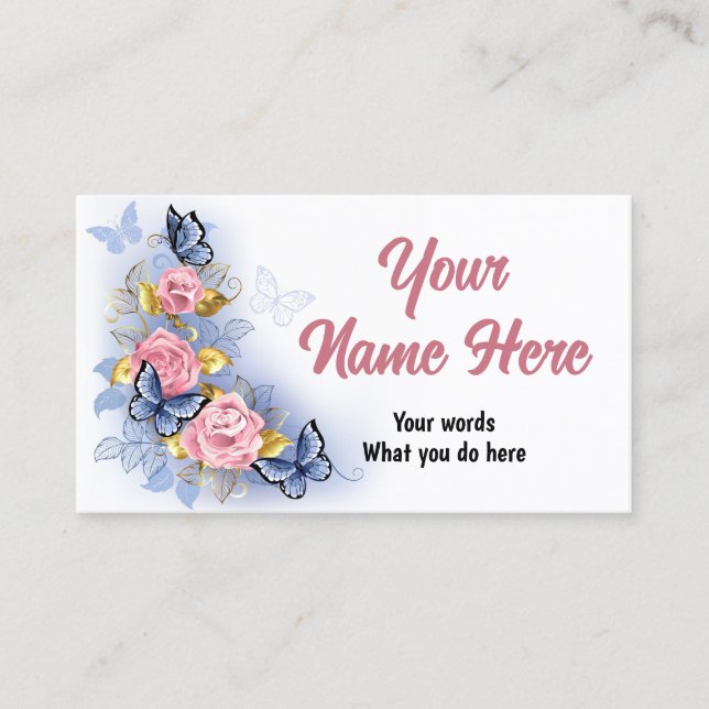 Carte De Visite Conception avec roses roses roses (Devant)