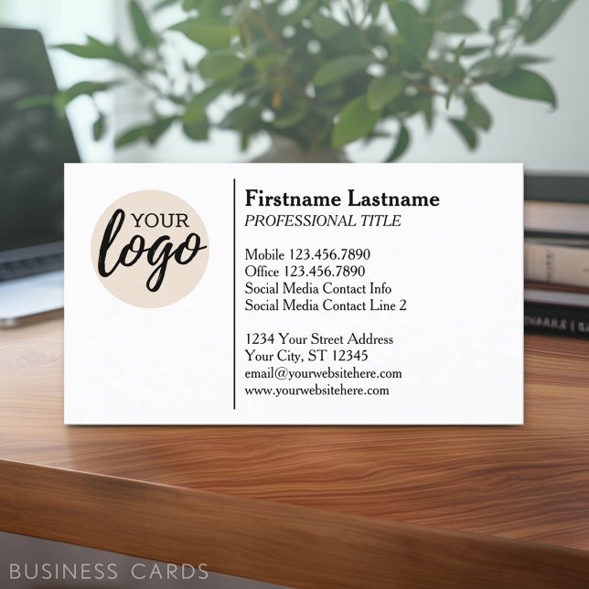 Carte De Visite Conception Classique avec Logo et Coordonnées (Classic Business Card Design with Your Logo and contact information - low minimum)