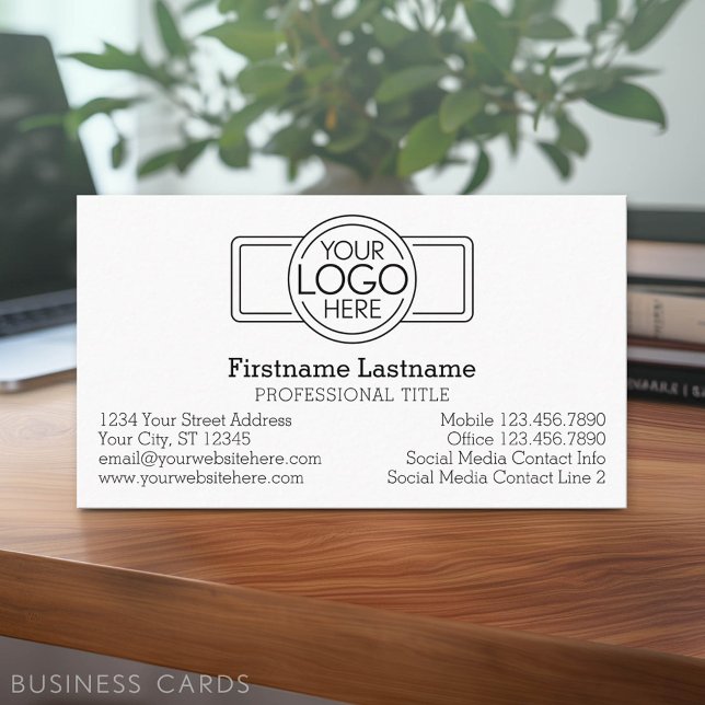 Carte De Visite Conception Classique avec Logo et Coordonnées (Classic Business Card Design with Your Logo and contact information - low minimum)